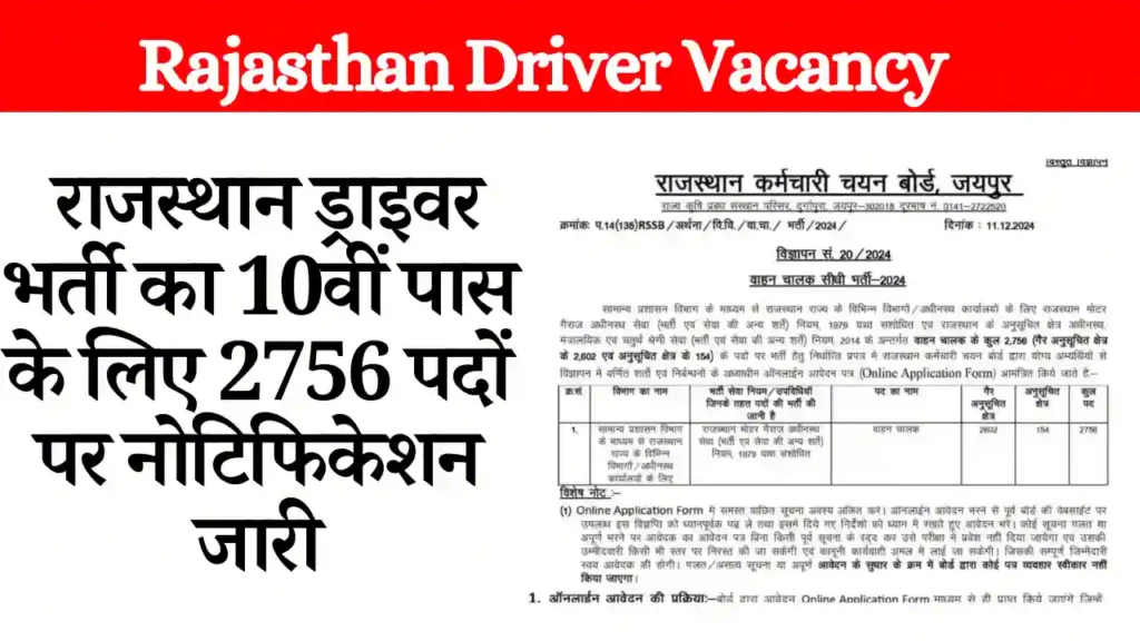 Rajasthan Driver Vacancy
